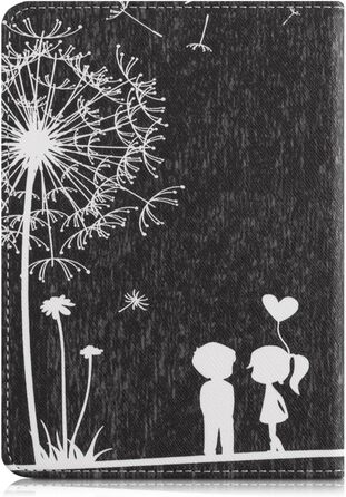 Чохол-книжка kwmobile для Tolino Shine 2 HD - Чохол для електронного читача з квітковим принтом (підтюльник) білий/чорний