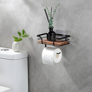 Тримач туалетного паперу YIGII без свердління, нержавіюча сталь, щітка, для ванної кімнати та кухні (дерев'яний колір)