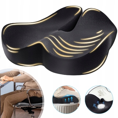 Ортопедична подушка для сидіння з ефектом пам'яті (Memory Foam), профільна, велика — для стільця та крісла