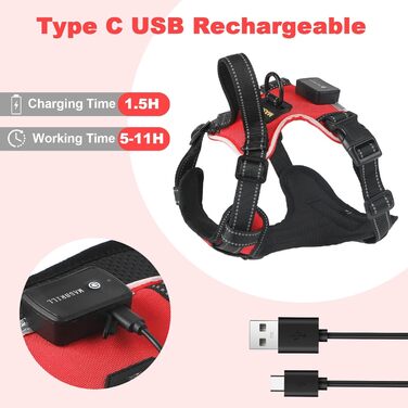 Нашийник для собак Masbri з підсвічуванням, регульований, світловідбиваючий з ручкою, м'який, світловідбиваючий для собак середніх та великих порід, чорно-білий, TC3005B, чорно-білий (M, червоний)