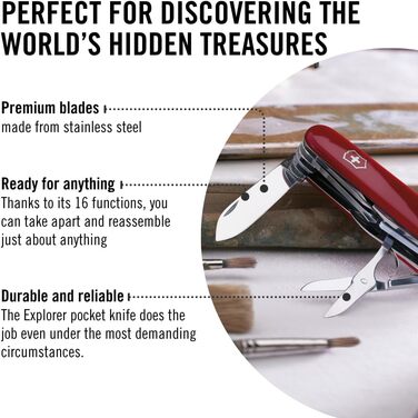 Мультитул Victorinox Explorer - Швейцарський  ніж, 16 функцій, червоний