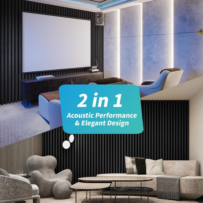 Акустичні 3D-панелі Art3d для шумоізоляції (4 шт), шпонований дерево з фетром, 60x30 см, колір Сірий дуб