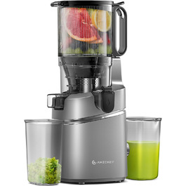 AMZCHEF 250W Automatic All-in-One Juicer, 135MM Opening and 1.8L Juicer for Vegetables and Fruits, Slow Juicer Winner with Triple Filter - Grey