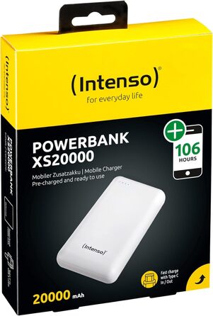 Powerbank Intenso XS20000 – 20000 mAh – Білий, USB-C, USB-A, microUSB – Швидка зарядка
