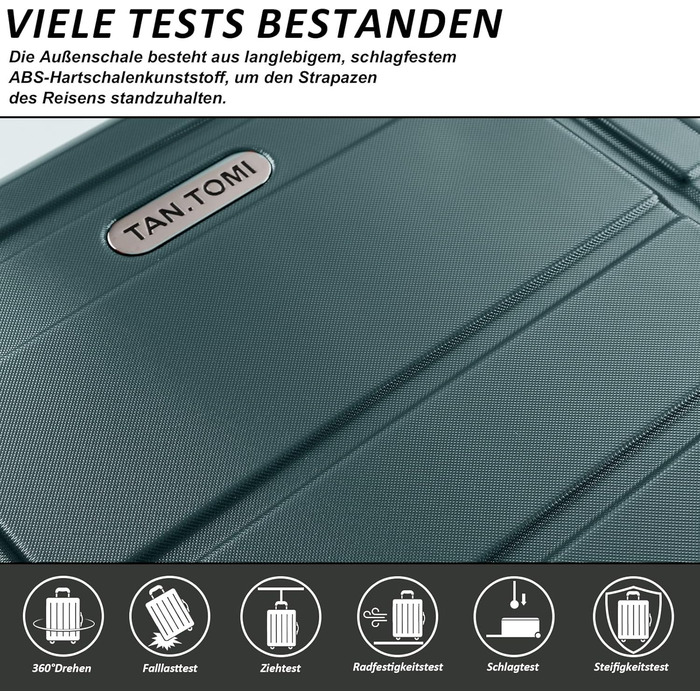 Валіза ручної поклажі TANTOMI 20 дюймів, жорсткий корпус ABS+PC, телескопічна ручка, колір світло-темнозелений (Set M/L/XL)