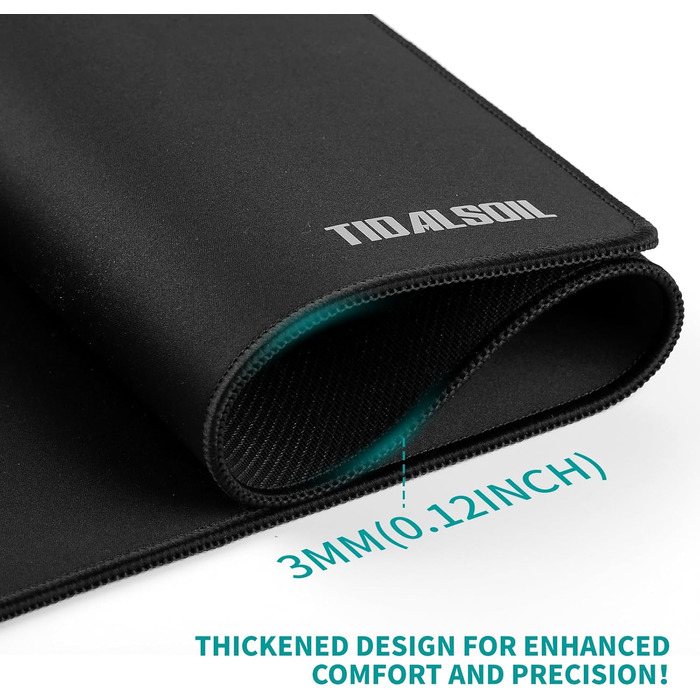 Килимок для миші геймерський XXL 900x400 мм, чорний, з гумовою основою - килимок для ігор та офісу, довговічний, з бортиком