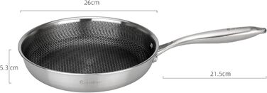 Пан з антипригарним покриттям EliteHoff 28 см, з вафельною структурою, для всіх типів плит, не містить PFOA, можна мити в посудомийній машині, сріблястий (E-7548)