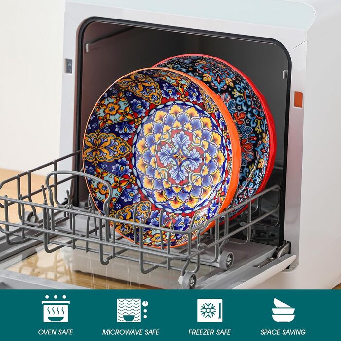 Набір тарілок Vancasso (4 шт) для супу та салату, кераміка, 2340 мл, червоний та помаранчевий, придатні для миття в посудомийній машині та мікрохвильовій печі