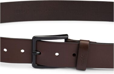 Чоловічий шкіряний ремінь HUGO Gionio SZ40 з логотипом на петлі, колір 80 (темно-коричневий 202)
