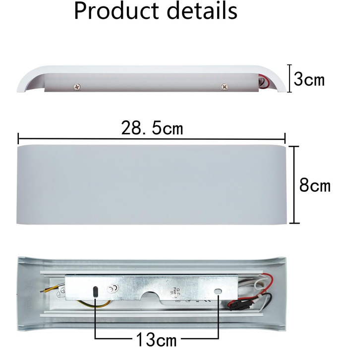 LED-стінні світильники KICAAO 2 шт. 12W, білий, сучасний дизайн, up-down, для дому, сходи, коридор, вітальня, спальня, з алюмінію