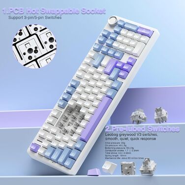 Механічна ігрова клавіатура AULA F99 Pro: RGB, Hot-swap, бездротовий 3-в-1, QWERTY