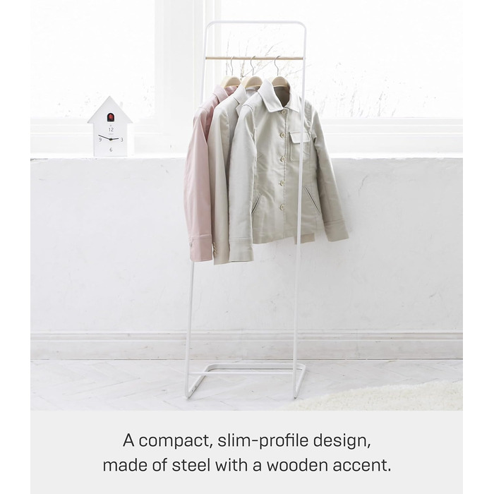 Yamazaki 7672 TOWER Wardrobe, Steel / Wood, minimalist, 40 x 40 x 140 cm (White)