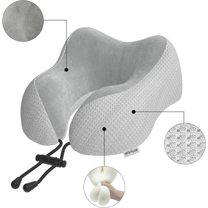 Подушка для шиї у вигляді ховрашини Memory Foam для подорожей - комфортна підтримка шиї під час подорожей літаком, автомобілем