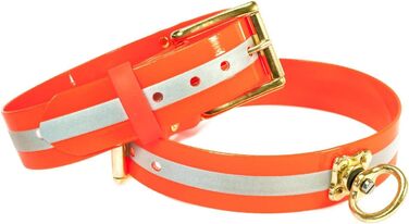Нашийник для собак Mystique® Biothane з відбивачем, оранжевий, з фурнітурою Gold Messing, 30-40 см