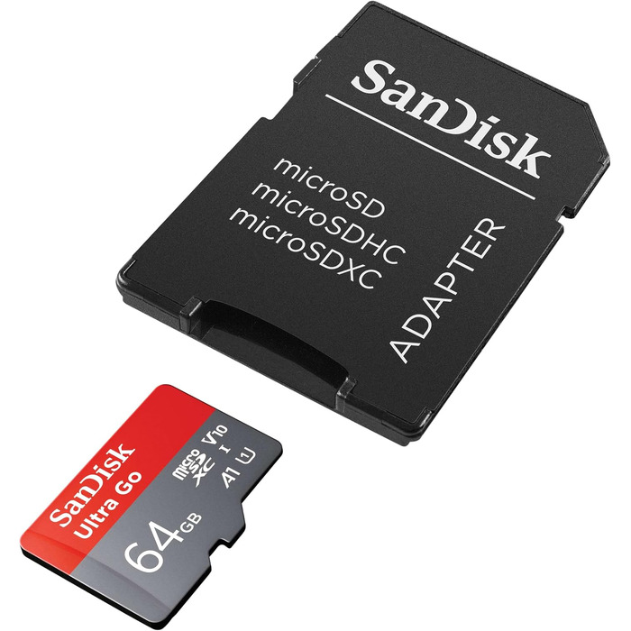 Карта пам'яті SanDisk Ultra Go microSDXC 64GB UHS-I Class 10 U1 A1 з адаптером для смартфонів та планшетів, до 150 МБ/с