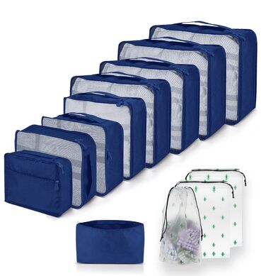 Органайзер для валізи 12 шт. - Набір водонепроникних кубиків для подорожей, сімейних поїздок та зберігання вдома (Морська блакить)