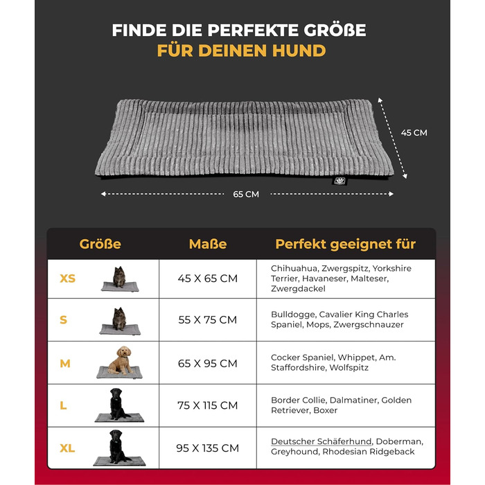 М'яка ковдра для собак XS (45x65 см) з антиковзким покриттям – комфортний відпочинок – колір антрацит, Made in Germany