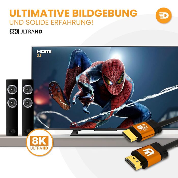 HDMI кабель Drivv Premium 2.1 (5 метрів) – 8K@60Hz, 4K@120Hz, eARC, HDR10, PS5, Xbox Series X