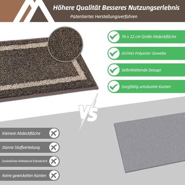 Килимок для сходин COSY HOMEER 70x22 см (15 шт.), самоклеючий, антиковзкий, для дому, машинного прання, 100% поліестер, TPE-підкладка (Коричневий, 4 шт.)