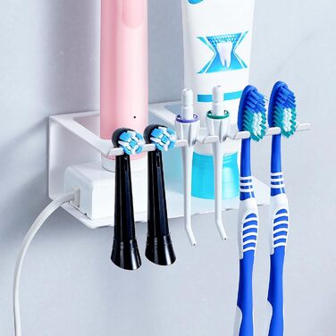 Настінний тримач для зубних щіток, електричний, без свердління, для зубних щіток та насадок, органайзер для ванної кімнати (великий)