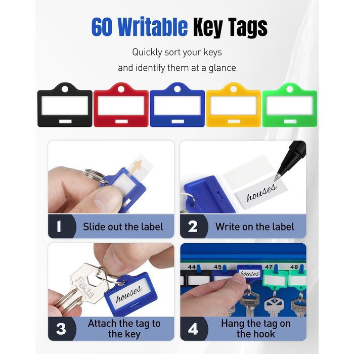 Шкафчик для ключів Uniclife на 60 позицій з комбінацією та ключовим замком, цифровий сейф, органайзер для ключів з регульованими полицями