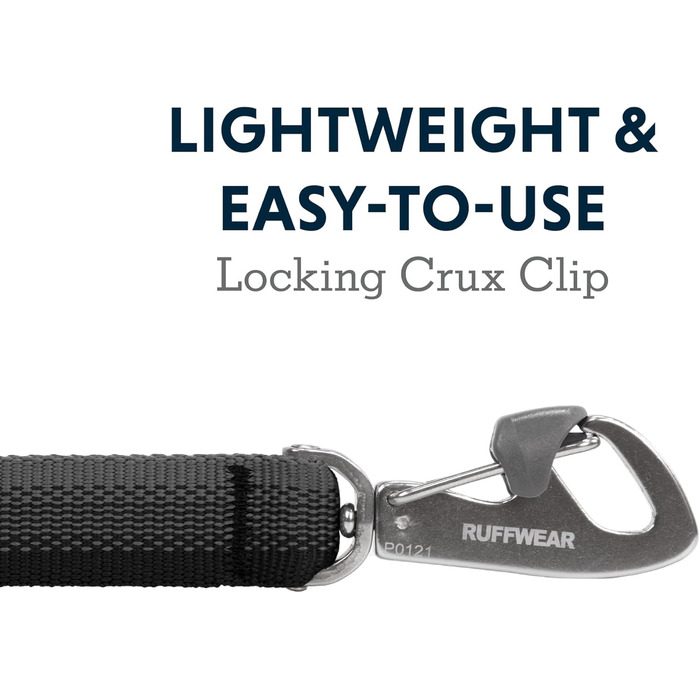 RUFFWEAR Front Lead, lightweight, 1.5 m, strong lead with padded handle and secure swivel Crux Clip, compact, flat Tubelok webbing (Basalt Grey, one size)
