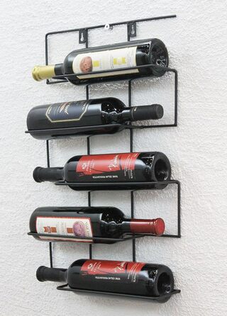 DanDiBo Wine Rack Wall-Mounted Metal Bottle Holder Bottle Stand Wall Shelf Cinco 53 cm HX13615