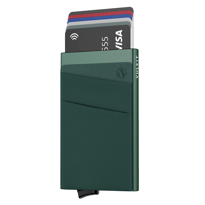 Чоловіче картхолдер VULKIT з RFID NFC захистом: компактний гаманець для 5-7 карт та грошей (Місячний зелений)