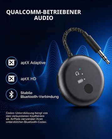 Bluetooth-адаптер для літака Avantree SoundJet R1 для AirPods та бездротових навушників, 25 годин роботи, металевий чорний