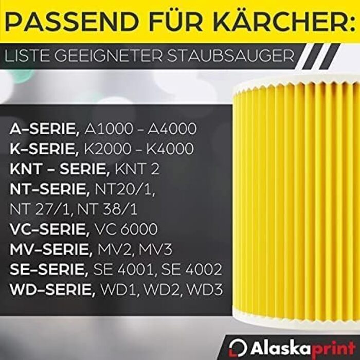 Фільтр для пилососа Kärcher (12 мішків + 1 фільтр) - сумісний з WD3, WD2, WD 3, WD1, MV3, MV2, NT, KNT, K A SE, VC. Замінник 6.414-552.0, 6.414-772.0, 6.414-547.0. Для алергіків
