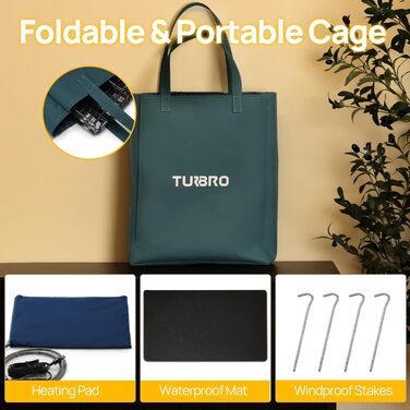 Турбо Будка для собак з підігрівом, ізольована та стійка до погодних умов, підставка з заліза для диких тварин та собак, килимок з підігрівом та 4,5 м шнура, що не гризеться, сертифікована UL, блакитна