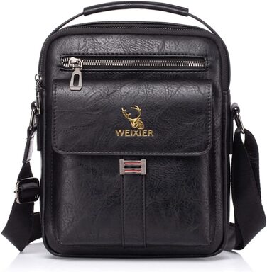 Чоловіча сумка через плече, кросбоді, месенджер з шкіри, чорна