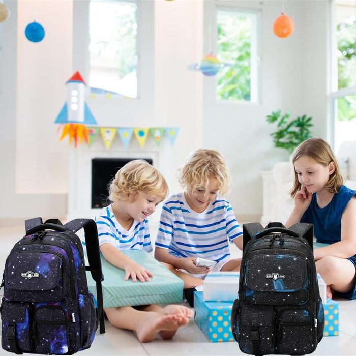 Шкільний рюкзак Galaxy Print для хлопчиків (M, A3, чорний)