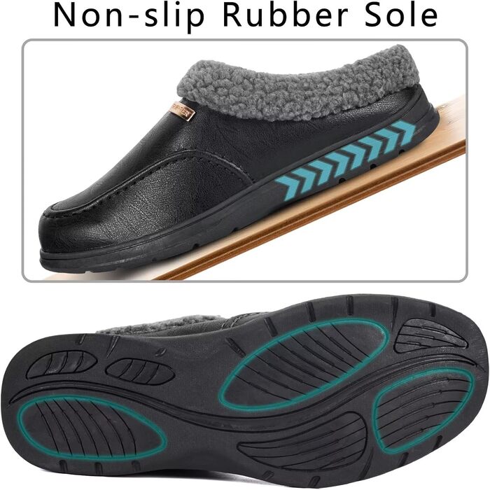 Чоловічі домашні тапочки з плюшевою підкладкою, теплі зимові, чорні (45 EU)