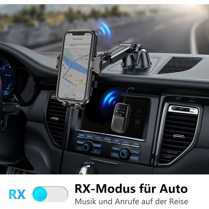 Bluetooth 5.4 адаптер 2-в-1 (передавач та приймач) з aptX Low Latency, 3.5 мм jack, для навушників, ТБ, авто та літака, чорний