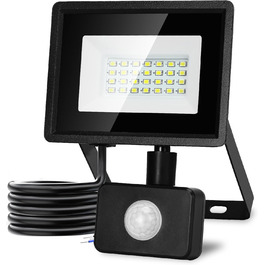 Aigostar 20W LED Floodlight with Motion Sensor Outdoor, 1650LM 6500K Cool White Outdoor Floodlight, IP65 Waterproof Spotlight, Outdoor Light for Garden, Courtyards, Garage, Hotel, 2PC (20W)