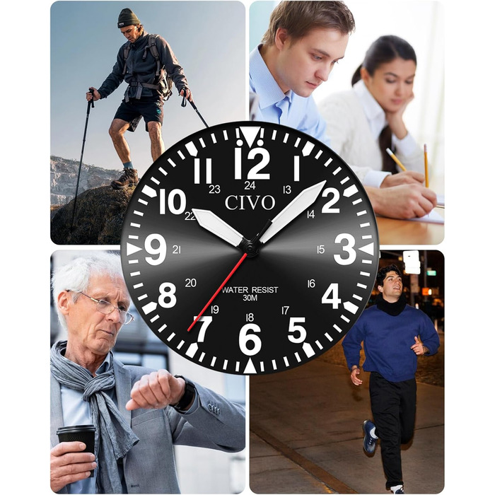 Годинник чоловічий CIVO водонепроникний з надійним ремінцем з нейлону, аналоговий кварц, великі цифри, світловідбиваючий, спортивний, для активного відпочинку, легкий у читанні, ідеальний подарунок (нейлон, B-2 зелений/чорний)