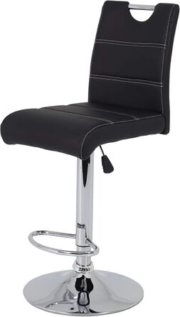 Miranda Bar Stool - Adjustable Height, 360° Swivel, Faux Leather - Black