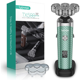 Електричний чоловічий верстат для гоління VOYOR TX500 (зелений) - 5D, мокрий/сухий, USB, LED дисплей, 150 хв роботи