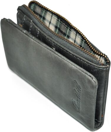 Benthill Small Wallet - Genuine Leather - Women's Wallet with RFID Protection - 6 Card Slots - Slim Wallet incl. Gift Box, Color: Olive - Grey