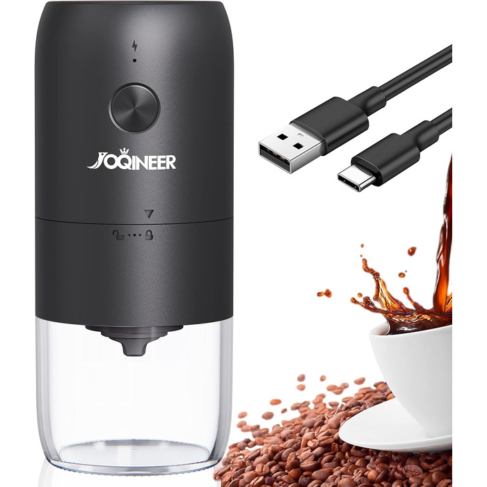 Portable Electric Coffee Grinder, Automatic Mini Coffee Grinder with Adjustable Coarseness, 1800 mAh, Rechargeable for Outdoor Camping Travel and Indoor Use
