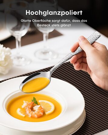 Набір столових приборів Honkku для 6 осіб, 30 предметів, чорний, з нержавіючої сталі, з обробленим ручним молотком, миється в посудомийній машині