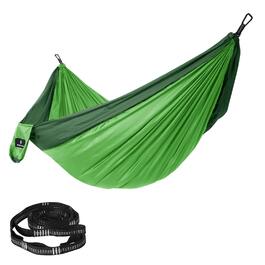 Гамак SONGMICS подвійний ультралегкий 300x200 см, Ripstop Nylon, до 300 кг, для кемпінгу, туризму, світло-зелений/темно-зелений