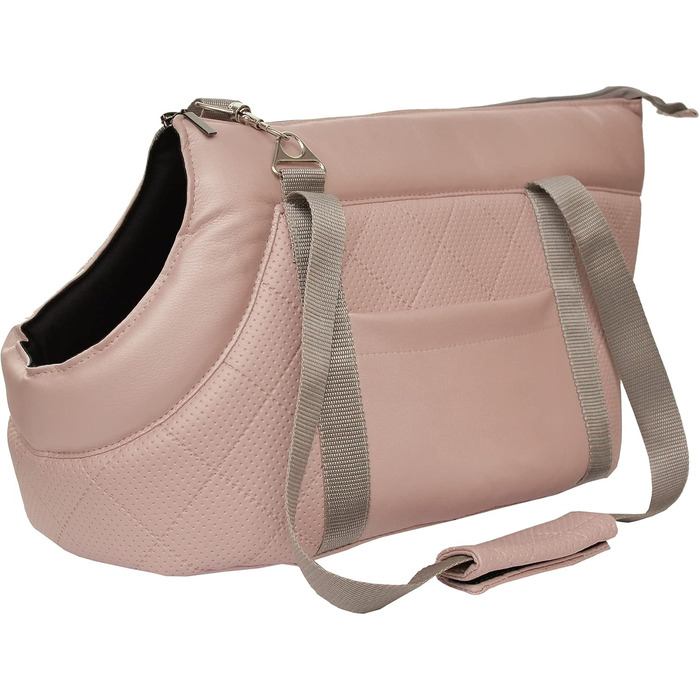 Сумка-переноска для собак та котів | Сумка на плече для тварин з гумкою та карабіном | до 15 кг | Матеріал: штучна замша (вельвет) | Розмір: L | Колір: Чорний (L, Рожева (штучна шкіра))