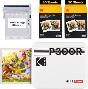 Фотопринтер KODAK Mini 3 Retro: компактний, портативний, з папером (68 аркушів)