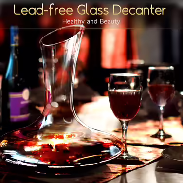 Wine Decanter for 75cl, 1.8L Decanter for Red Wine & Cork Stopper, Handmade, Lead-Free Crystal Glass
