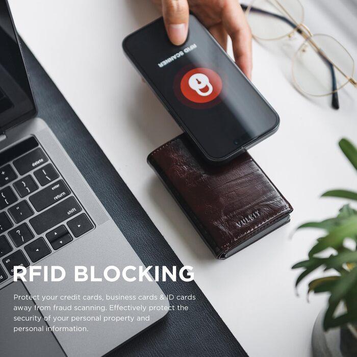 Елегантне шкіряне картхолдер VULKIT з RFID-захистом: картхолдер з відділенням для грошей, візиток та монет (Dutch Martin Espresso)