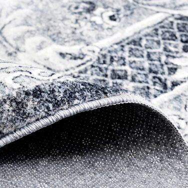 Килим для вітальні сучасний, короткий ворс, неслизький, пральний, м'який, для вітальні, спальні та їдальні, сірий та білий, 120 x 160 см сіро-білий, прямокутний