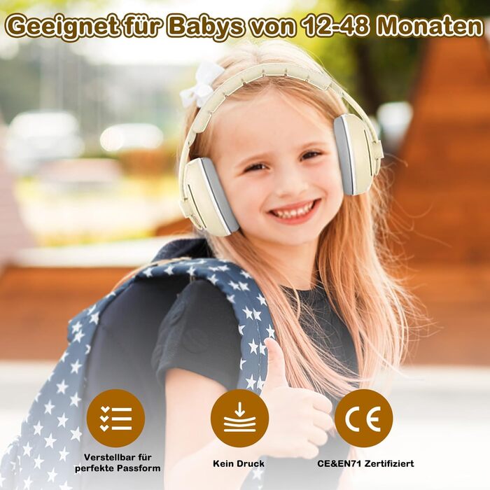 Навушники для захисту слуху дитини Yesay, 0-4 роки, 2-в-1, регульоване кріплення, для сну, подорожей та захисту від шуму