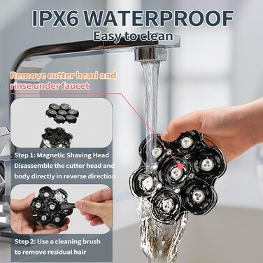Електричний гоління голови для чоловіків Glatzen, 7D гнучкий знімний гоління, плаваюча головка, водонепроникний для мокрого та сухого використання, гоління з LED-дисплеєм